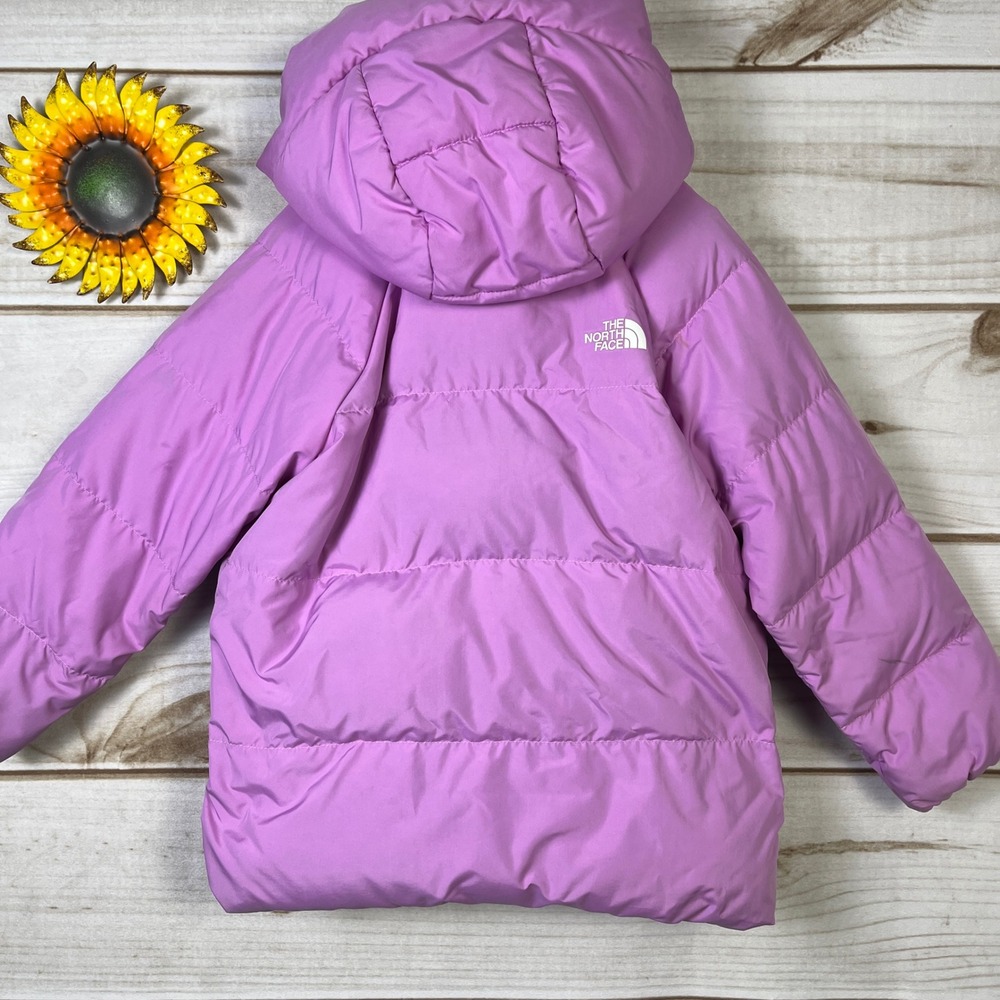 The North Face Kids Purple Hooded Puffer Jacket Sherpa Lined Insulated Coat 4 - Picture 6 of 14